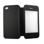 Wholesale iPhone 4S 4 Slim Touch Screen Flip Leather Case (Black)